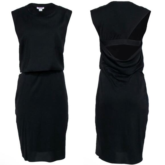 Helmut Lang Womens Black Sleeveless Side Cutout Layered Sheath Dress 0 Cocktail - Picture 1 of 16